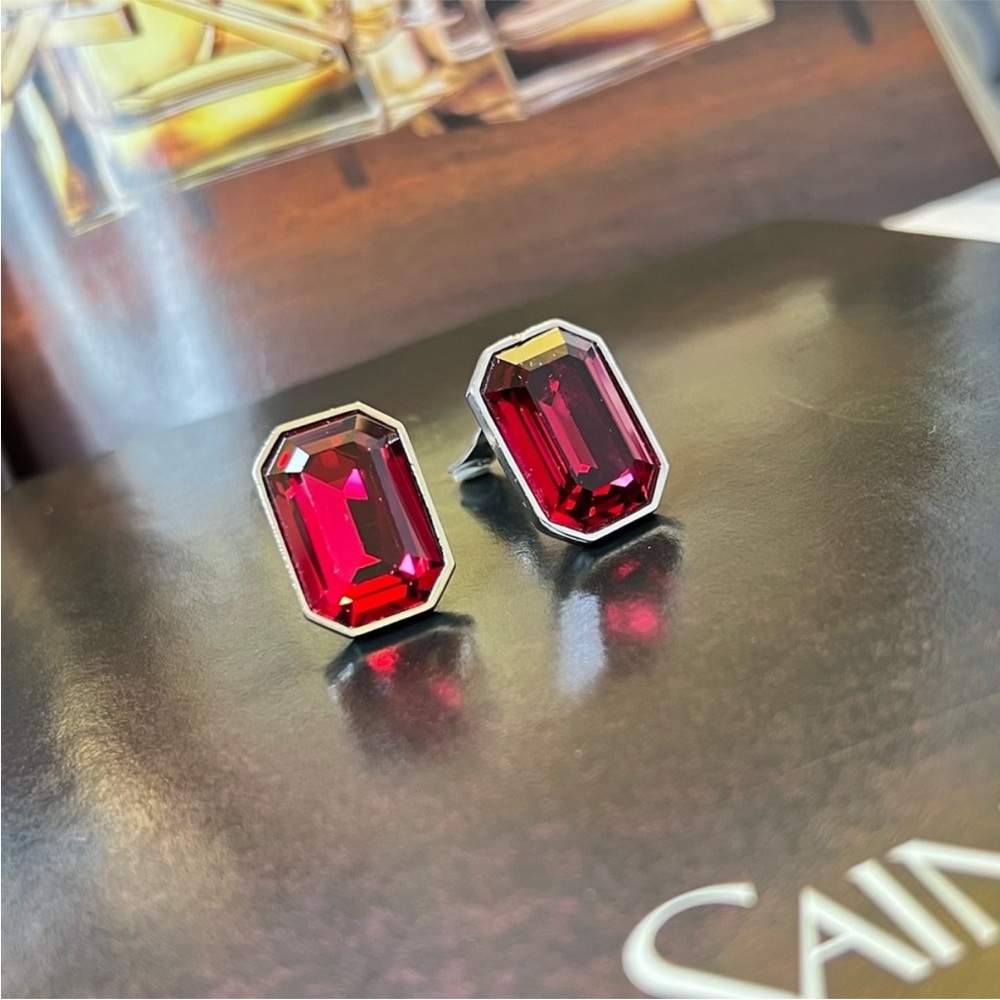 Authentic YSL Nucleic Red Oversized Clip On  Earrings - Yves Saint Laurent